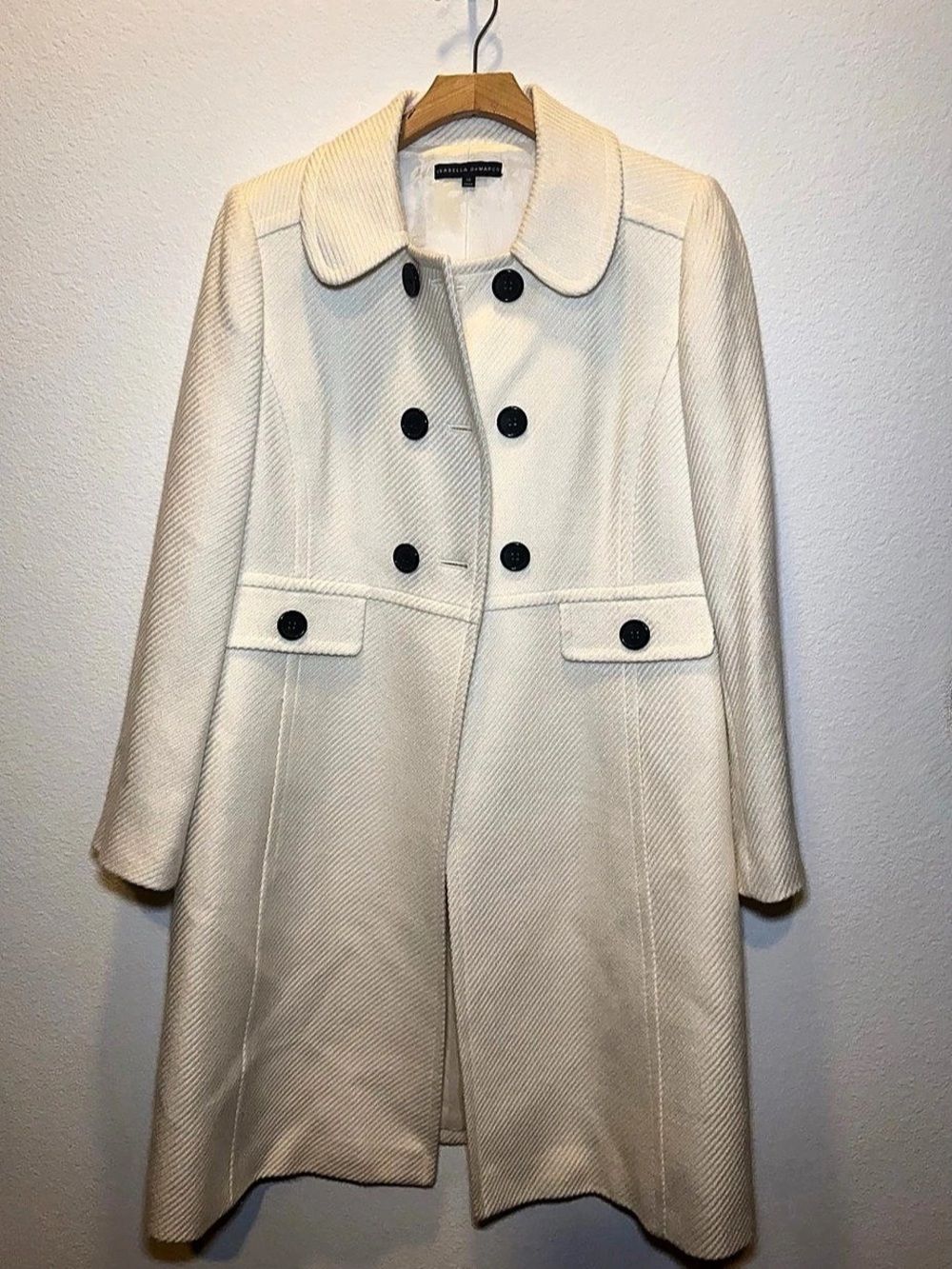Isabella DeMarco Cream Trench Coat Size 10 Like New